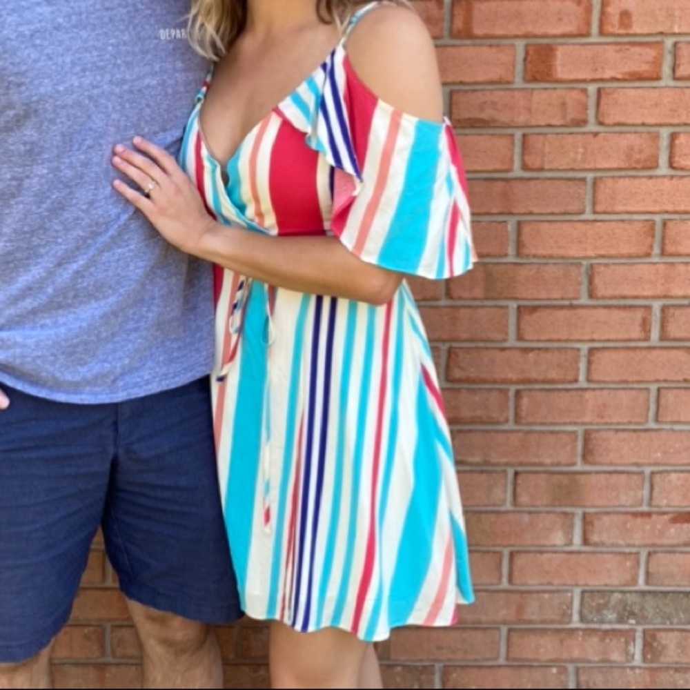 Lulus Multi-Color Wrap Tie Dress